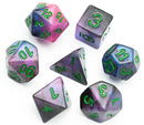 Purple & Blue w/green Galaxy Glitter 7-Dice Set RPG