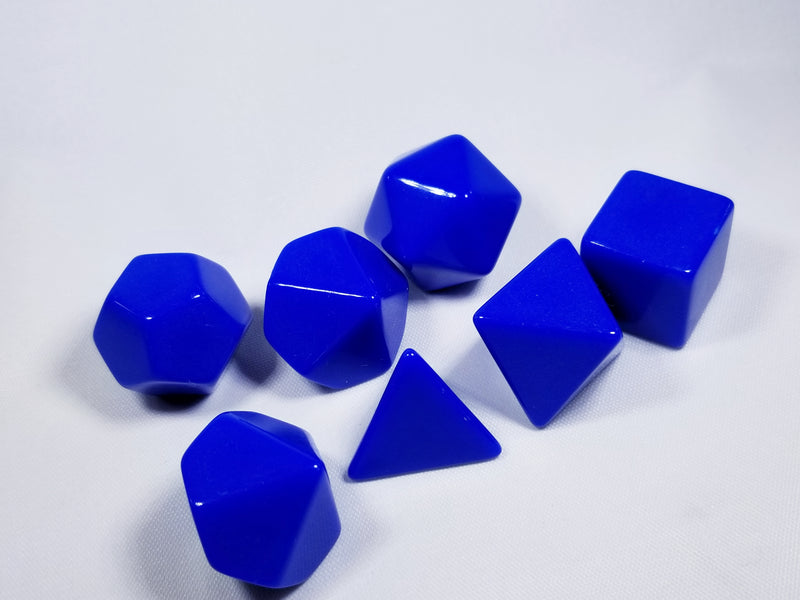 Blue Blank 7-Dice Set d4, d6, d8, d10, d12, d20 for Customization Read