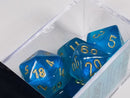 CHX 27486 Polyhedral 7-Die Borealis Teal w/ Gold Numbers Set Of 7 Dice Chessex