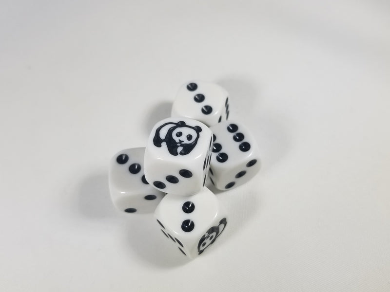 Panda Dice Six Sided D6 16mm White with Black Pips
