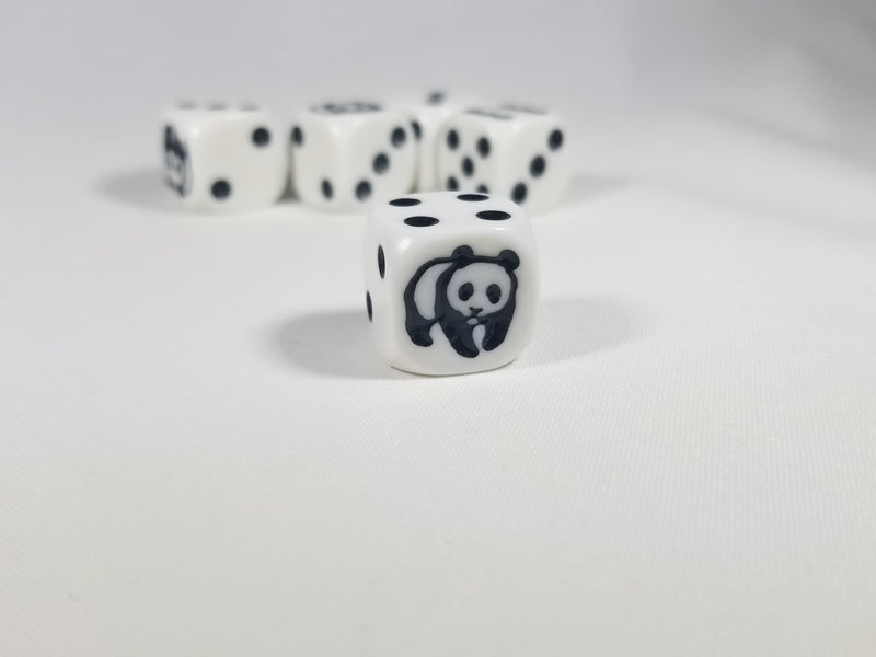 Panda Dice Six Sided D6 16mm White with Black Pips