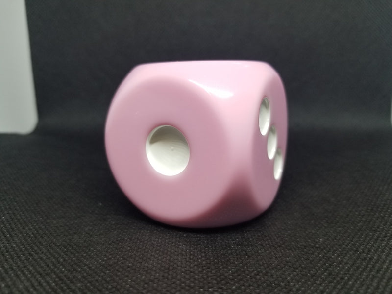 Pink 50mm d6 with White Pips Jumbo Pipped Dice