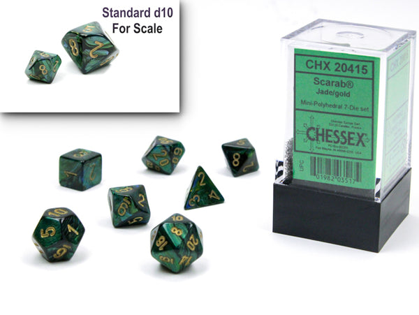 Scarab® Mini-Polyhedral Jade/gold 7-Die Set (Mini Poly Release 1)
