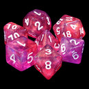 Carbon Stars Pink/Purple Glitter 7-Dice Set by HendgaDice