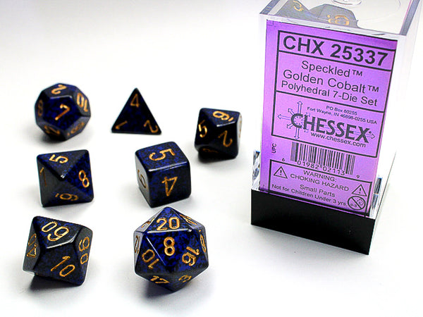Speckled® Polyhedral Golden Cobalt™ 7-Die Set Dnd Dice Set CHX25337 Black/Purple