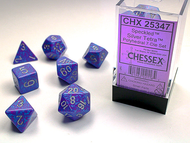 Speckled® Polyhedral Silver Tetra™ 7-Die Set Dnd Dice Set CHX25347 Blue/Purple