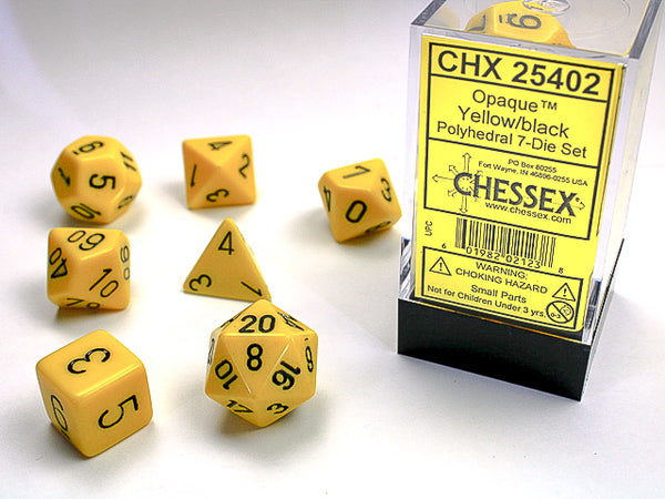 Opaque Polyhedral Yellow/white 7-Die Set Dnd Dice Set