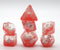 Red Nobel Unicorn Resin Glitter White Numbers 7-Dice Set Rpg
