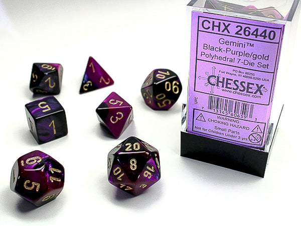 Gemini® Polyhedral Black-Purple/gold 7-Die Set Dnd Dice Set CHX26440