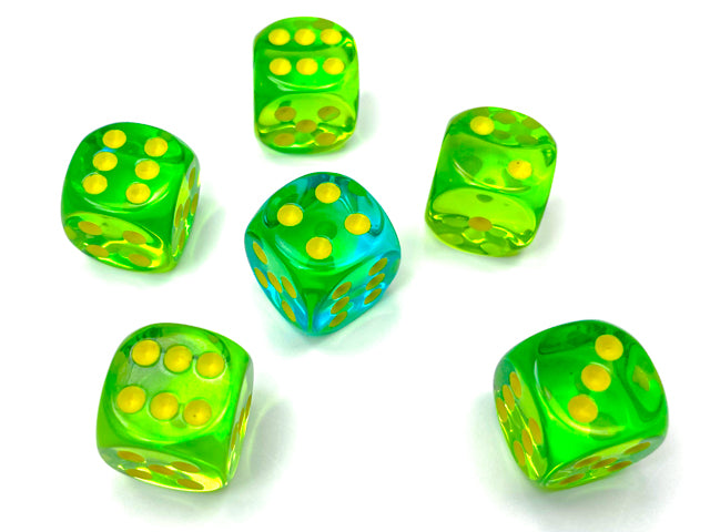 Gemini® Polyhedral Translucent Green-Teal/yellow 7-Die Set /16mm/12mm