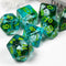 White Fish Seaweed 7-Dice Set w/Green Numbers Dnd Dice Set