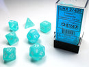 Chessex Polyhedral 7 Die Frosted Teal w/ White Numbers Set Of 7 Dice CHX 27405