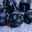 Economy Black Dice (Blue font) 7-Dice Set RPG DND