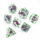 Green w/Purple Starfish Dice 7-Dice Set Resin Dungeons and Dragons Dice