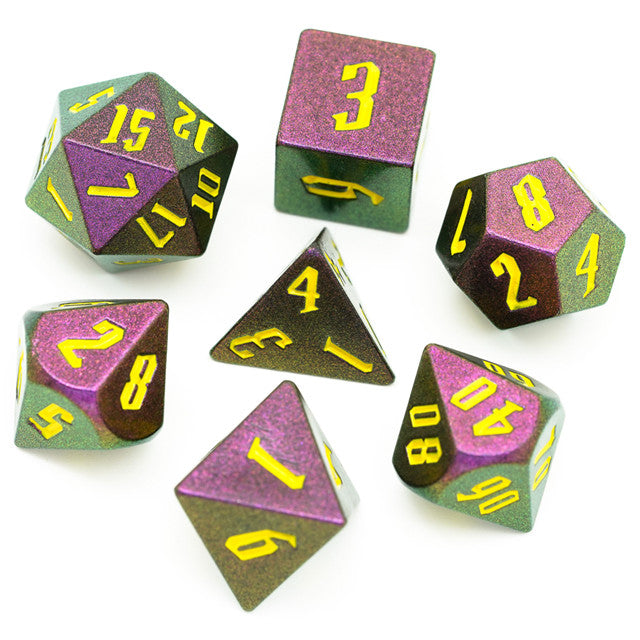 Rose Red Monster Glitter DND Dice (Rose Red&Green&Golden) 7-Dice Dungeons and Dragons Dice