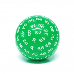 "Green" Single 100 Sided Polyhedral Dice (D100) | Solid Green Color (45mm) White