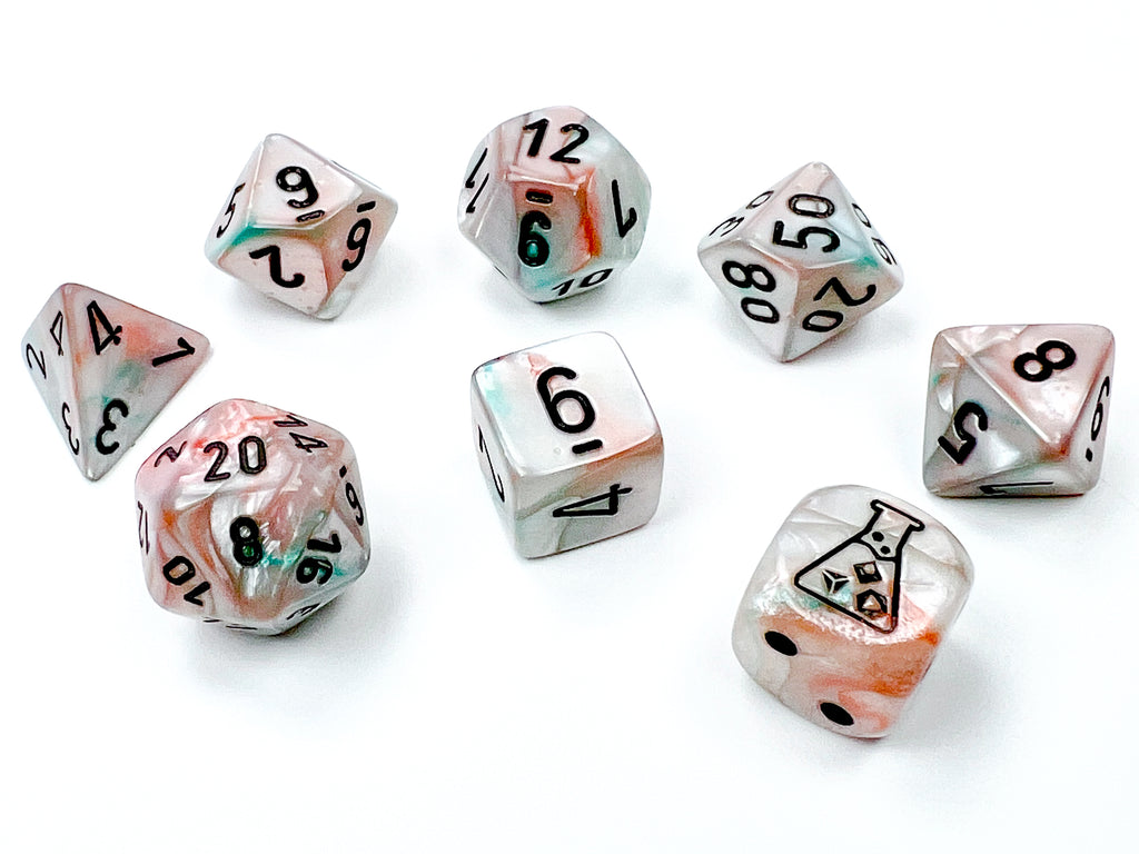 Lustrous® Polyhedral Sea Shell/black Luminary™ 7-Die Set (with bonus d