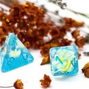 Sunflower Blue (Resin Flower) Dice 7-Dice Set Resin Dungeons and Dragons Dice