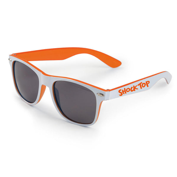 Shock Top Sunglasses | White w/ Orange Frames Features Black Tint
