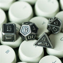 Silver Mini Metal Dice Ancient Effect | (10mm to 15mm) 7-Dice Udixi RPG