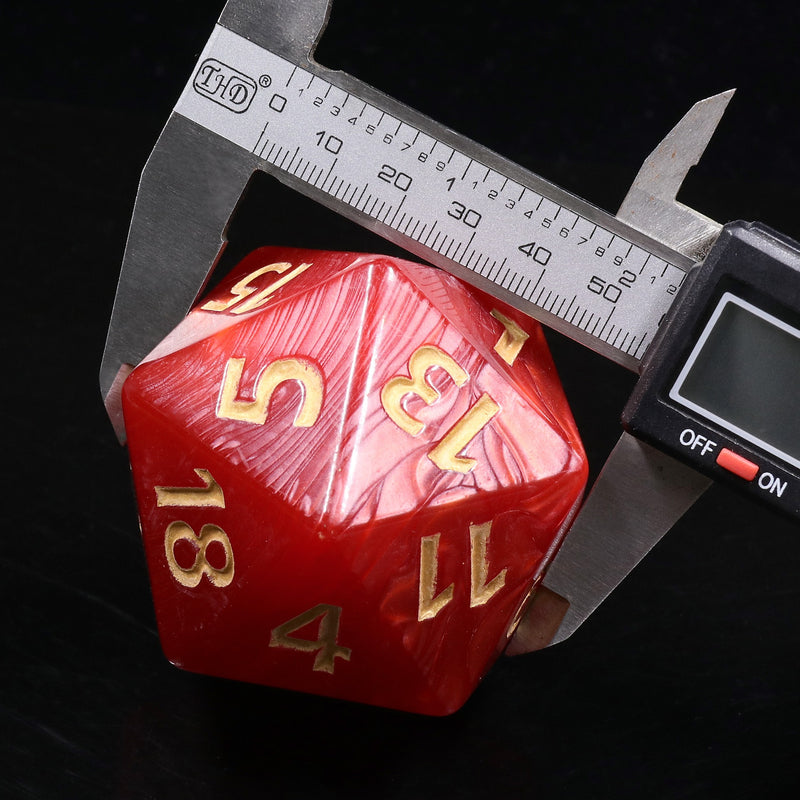 55mm Titan d20 (Red with Gold) Huge d20 for DND RPG