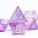 Resin Galaxy Purple 7-Dice Dnd Dice | Glitter w/Silver Numbers Set