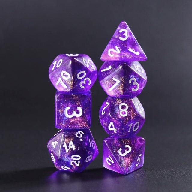 Diamond Purple with White Numbering 7-Dice Set RPG