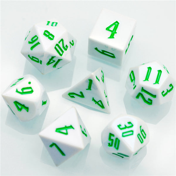 Spearmint White Colorful DND Dice (White&Green) 7-Dice