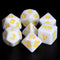 White Opaque with Yellow Numbering 7-Dice Set RPG