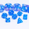 Glitter Blue 7-Dice Mini-Dice RPG Set w/Silver Numbers Miniature Dice