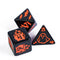 Halloween Black w/Orange | Pumpkin/Ghost/Bat/Cauldron 7-Dice Set DND