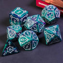 Two-Tone (Purple/Green) Huge Castle Dice (D6:25mm) 7-Dice