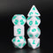 White Opaque with Teal Numbering 7-Dice Set RPG