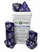 Marble Purple Shimmer w/ White Numbers 7-Dice Set RPG DND Dice