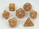 Marble Caramel with White Numbers 7-Dice Set RPG DND Dice