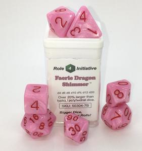 Faerie Dragon Shimmer w/ Rose Numbers 7-Dice Set RPG DND Dice