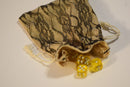 Burlap w/ Black Lace Gift Bag Cards RPG Game Dice Bag Counter Pouch 5" x 6.5"