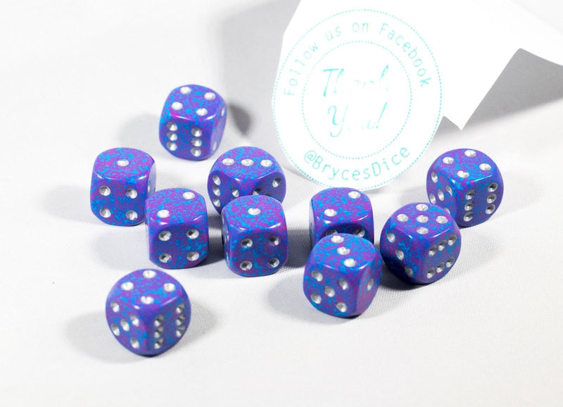 New Silver Tetra Dice with Silver Pips 12mm D6 RPG Dice (10) Yahtzee by Chessex
