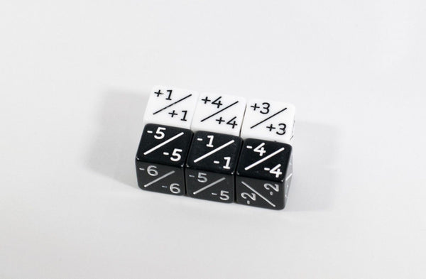White & Black D6 MTG +1 & -1 Counter Dice - 6 Pack - Magic: The Gathering DnD