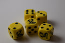 NEW Set of 5 Dragon Yellow w/Black Dice D&D RPG Game 16mm Six Sided D6 Koplow