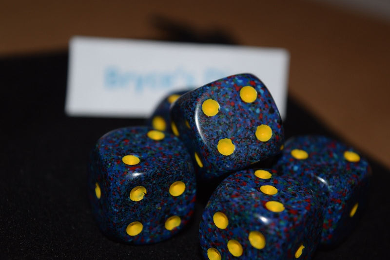 Twilight Speckled 16mm D6 RPG Chessex Dice Blue/ Yellow