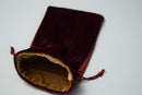 Large Maroon Velvet Gift Bag Game Dice Bag w/ GOLD Velvet Lining Counter Pouch