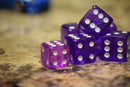 Purple 5 Transparent w/ White Pip Bunco Gaming Dice set 19mm D6 Yahtzee Quality