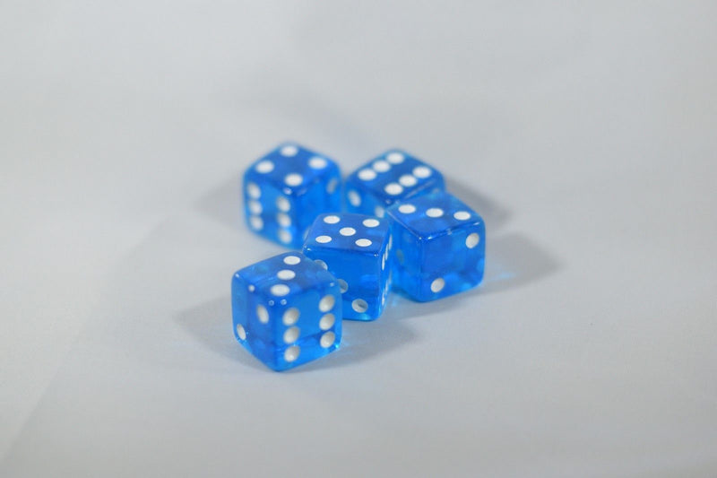 5 BRAND NEW BLUE  DICE 19mm 5 Great DICE Casino PLAY Home Games Crafts BIG FUN