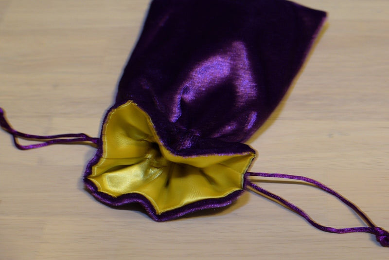 Large Purple Velvet Gift Big Game Dice Bag w/ Yellow Satin Lining Counter Pouch