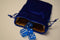 Large Blue Velvet Gift Bag RPG Game Dice Bag w/ GOLD Velvet Lining Counter Pouch