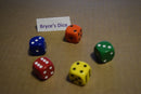 NEW 5 Mixed Color Lot of Red Orange Green Blue Yellow Gaming Dice Set 16mm D6
