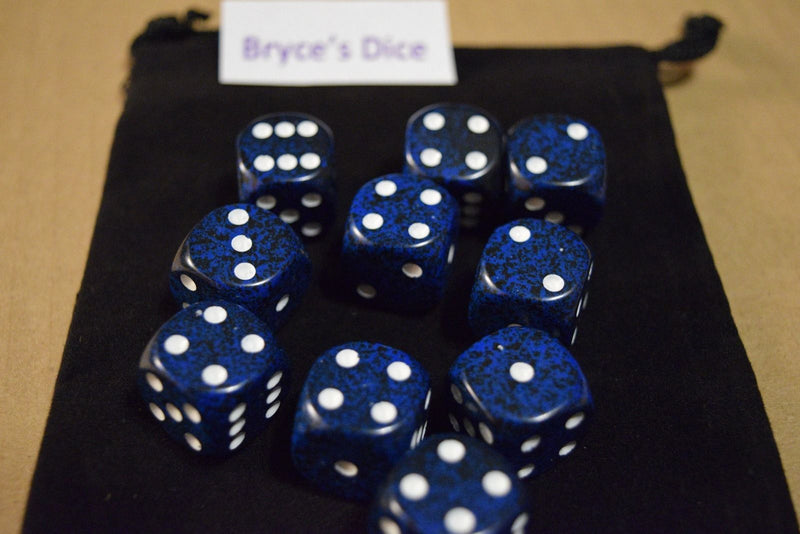 Speckled 16mm D6 RPG Chessex Dice (1 Die) - Stealth - Speckled Blue and Black