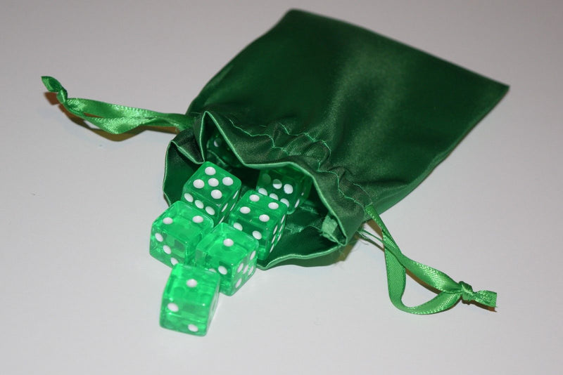 Large Green Satin Gift Bag Game Dice Bag  Counter Pouch 4" x 6" New Soft Gifts