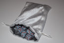 Large White Velvet Gift Bag Game Dice Bag w/ Grey Velvet Lining Counter Pouch
